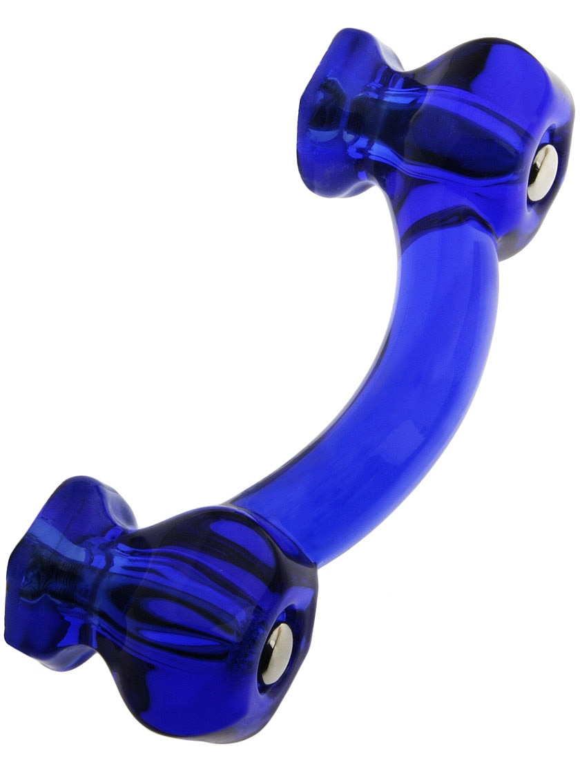 Hexagonal Glass Bridge Drawer Pull With Nickel Bolts House of Antique